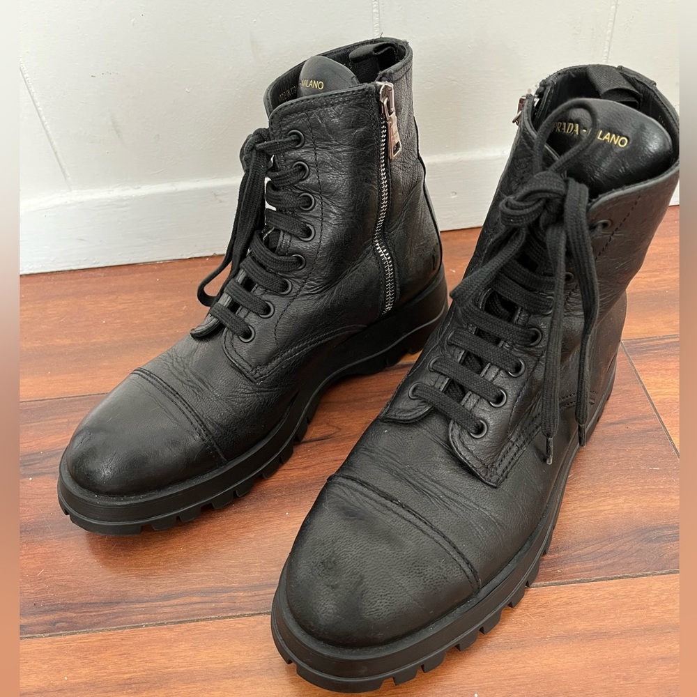 Prada black combat boots